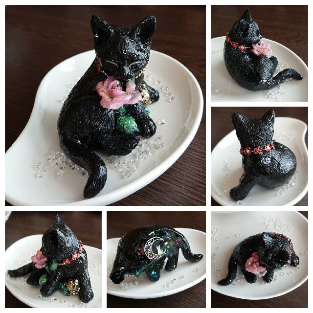 専用です。黒猫さん★オルゴナイト ハンドメイドのインテリア/家具(インテリア雑貨)の商品写真