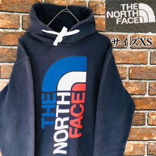 ザノースフェイス(THE NORTH FACE)の【希少】ノースフェイス　パーカー　サイズXS 　ネイビー　デカロゴ　希少(パーカー)