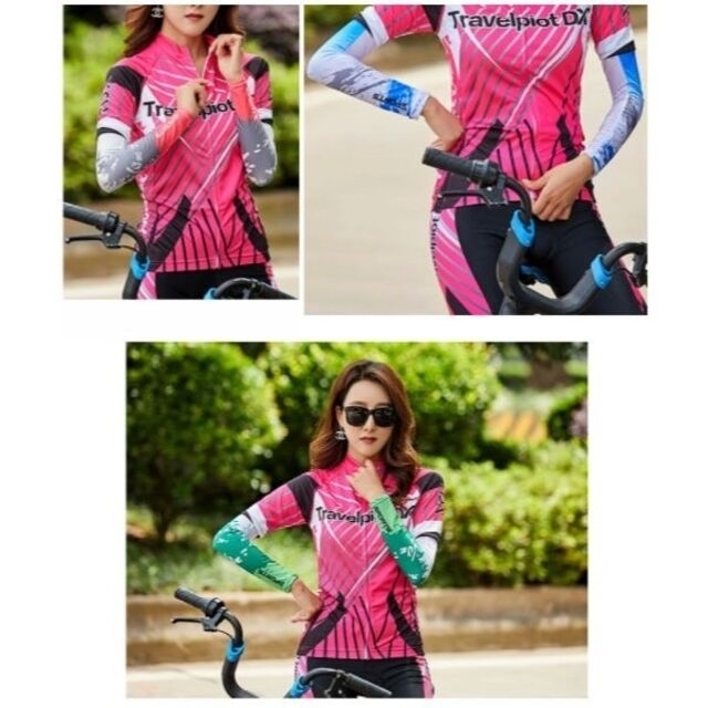 アームカバー 腕カバー UVカット 冷感 速乾 通気(サイズ：M レッド色) スポーツ/アウトドアの自転車(ウエア)の商品写真
