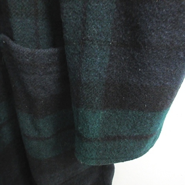L.L.Bean(エルエルビーン)のエルエルビーン ヴィンテージ ロングコート ウール チェック フリンジ M レディースのジャケット/アウター(ロングコート)の商品写真