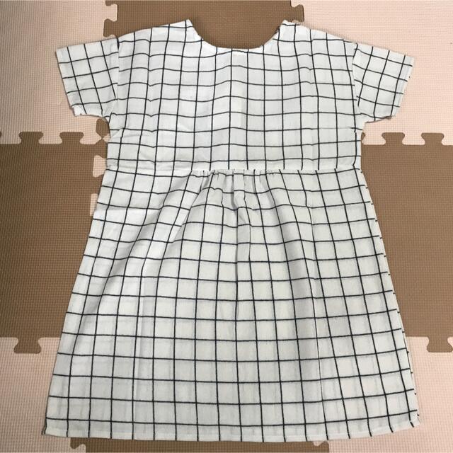 NO.728 ワンピース 半袖 女の子 ネイビーチェック 110 キッズ/ベビー/マタニティのキッズ服女の子用(90cm~)(ワンピース)の商品写真