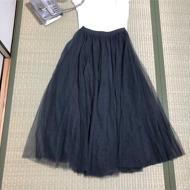 clear(クリア)の新品タグ付き　ダークグレー　チュールスカート レディースのスカート(ロングスカート)の商品写真