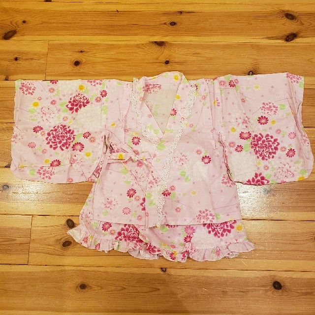 ラップスカート ダリア柄 甚平 100cm キッズ/ベビー/マタニティのキッズ服女の子用(90cm~)(甚平/浴衣)の商品写真