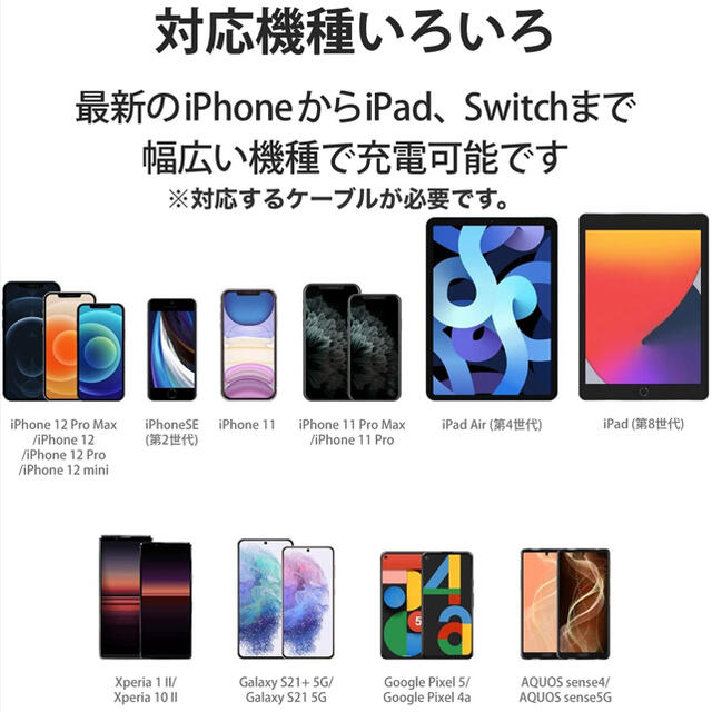 20W高速充電アダプタ &  USB-C - Cケーブル（2m） スマホ/家電/カメラのスマートフォン/携帯電話(バッテリー/充電器)の商品写真