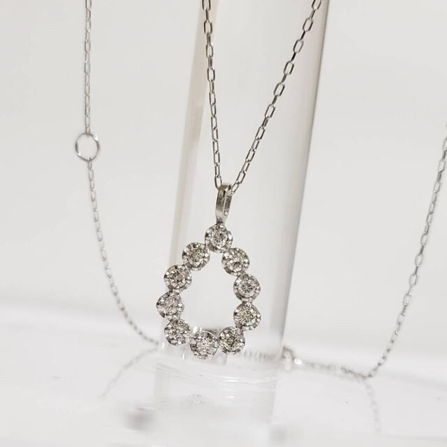 夏のオシャレの必需品♡新品未使用☆PT台天然ダイヤプチネックレス(0.1 ...