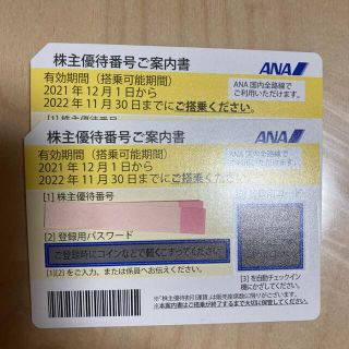 エーエヌエー(ゼンニッポンクウユ)(ANA(全日本空輸))のANA 株主優待券　２枚(その他)