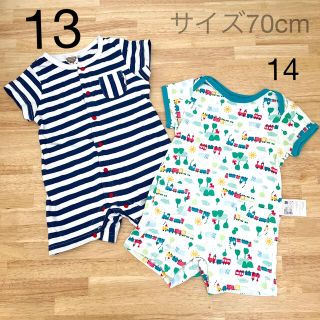 ユニクロ(UNIQLO)の半袖ロンパース２枚セット/サイズ70cm(ロンパース)