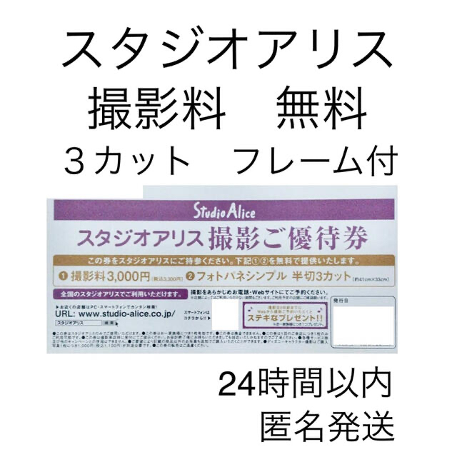 22，880円相当】スタジオアリス 撮影料無料 フォトパネ シンプル 3 