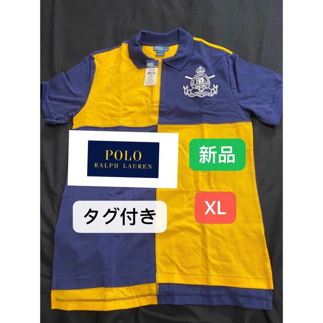 【新品未使用】【XL タグ付き】ポロラルフローレン　半袖ポロシャツ　紺/黄色