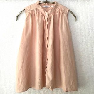 ユニクロ(UNIQLO)の【used品】ユニクロ　リネンブレンドブラウス（ノースリーブ）　ピンク(シャツ/ブラウス(半袖/袖なし))