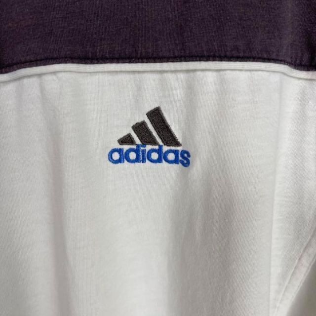 adidas(アディダス)の90's  adidas アディダス　センターロゴ刺繍　三本ラインTシャツ メンズのトップス(Tシャツ/カットソー(半袖/袖なし))の商品写真