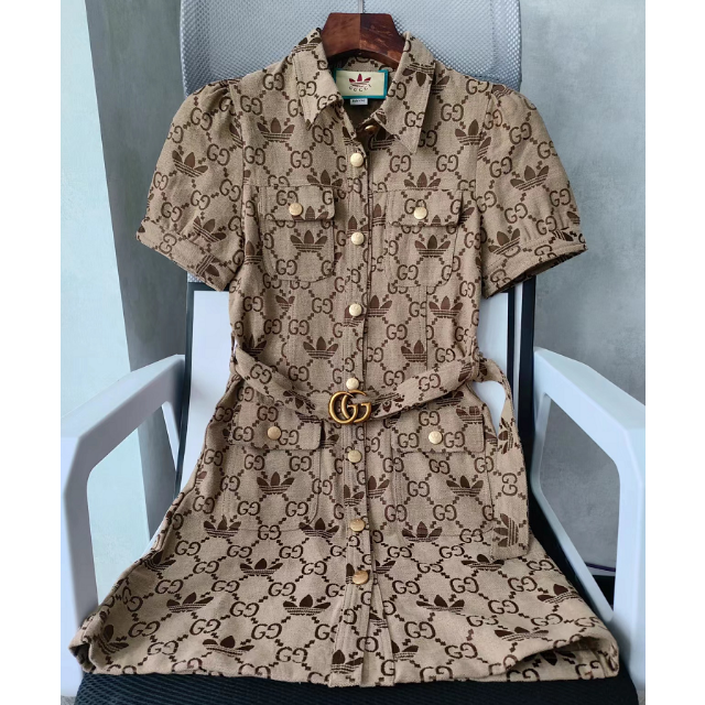 人気の贈り物が Gucci コラボ アディダス グッチ デニムワンピース コットン ひざ丈ワンピース Eshopper Vc