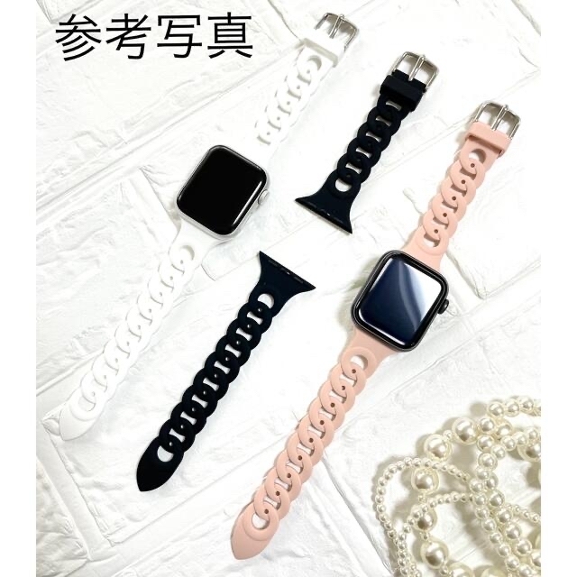 Apple Watch(アップルウォッチ)のシリコン　くすみピンク　チェーン風　アップルウォッチ　ベルト　バンド　スポーツ レディースのファッション小物(腕時計)の商品写真