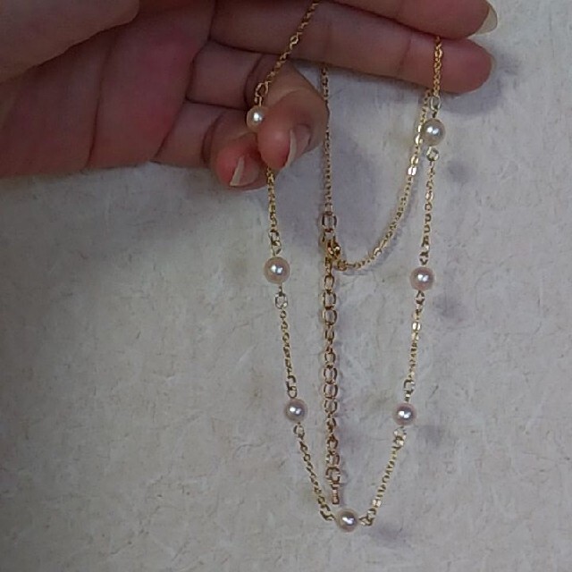 日本に あこや真珠 ハーフステーションネックレス K16gp ハンドメイド 日本に あこや真珠 ハーフステーションネックレス K16gp ハンドメイド