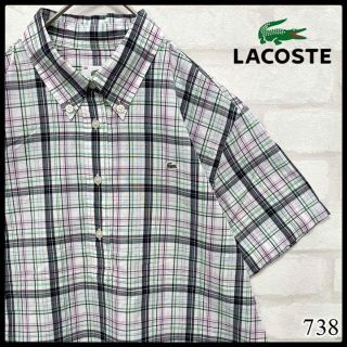 ラコステ(LACOSTE)の【大人気】ラコステ レディース 半袖 ハーフボタン BDシャツ チェック M(シャツ/ブラウス(半袖/袖なし))