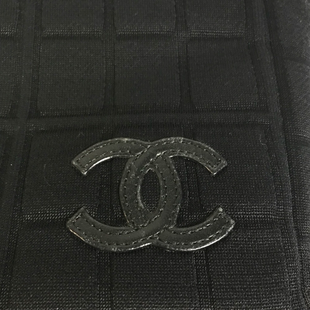 シャネル CHANEL ココマーク チョコバー チェーン トートバッグ ジャージ ブラック