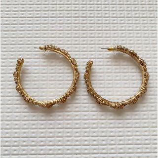 ローズバッド(ROSE BUD)のローズバッド スカル フープピアス ゴールド(ピアス)