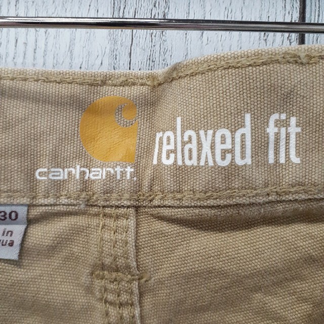 carhartt(カーハート)の美品90sカーハート40×30ペインターパンツカーゴ革ロゴボトムス古着 メンズのパンツ(ペインターパンツ)の商品写真