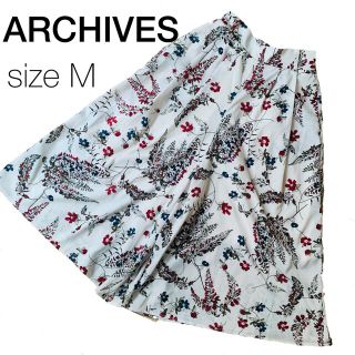 アルシーヴ(archives)のARCHIVES ボタニカル柄ガウチョパンツ 花柄 Mサイズ シフォン素材(カジュアルパンツ)