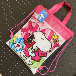 スヌーピー(SNOOPY)のスヌーピー♦︎ピンク  ナップサック、リュック、エコバッグにも♪(リュックサック)