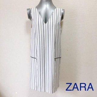 ザラ(ZARA)のZARA ストライプ ノースリーブ ひざ丈ワンピース(ひざ丈ワンピース)