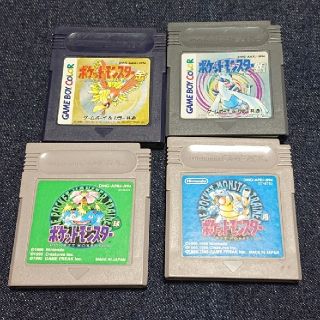 ゲームボーイ(ゲームボーイ)のポケットモンスター初代　緑・青　2世代　金・銀4本セット(携帯用ゲームソフト)