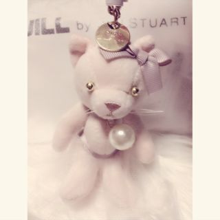 ジルバイジルスチュアート(JILL by JILLSTUART)の🎄SALE! ジルバイ バッグチャーム キャット 猫 ねこ パール(キーホルダー)