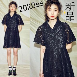 新品 PAMEO POSE レース×チャイナ襟 ワンピース ブラック 黒-