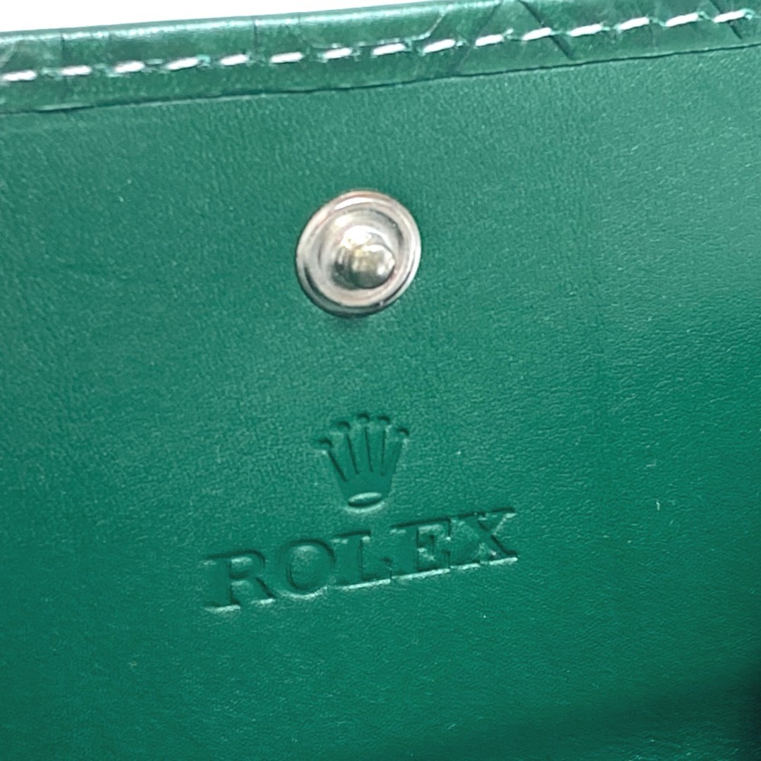 ROLEX(ロレックス)のロレックス ROLEX エンボス ロゴ 4158470 ノベルティ 非売品 小銭入れ コインケース レザー グリーン 新品同様 メンズのファッション小物(コインケース/小銭入れ)の商品写真