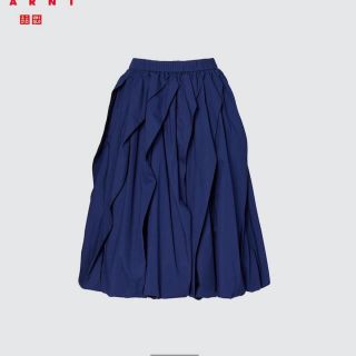 ユニクロ(UNIQLO)のUNIQLO マルニ　バルーンシェイプスカート　ネイビー　M(ひざ丈スカート)