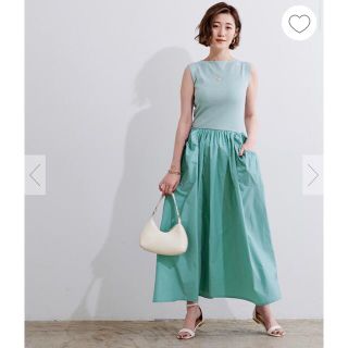 ザラ(ZARA)の【美品即出荷】ur's 撥水ドッキングワンピース グリーン(ロングワンピース/マキシワンピース)