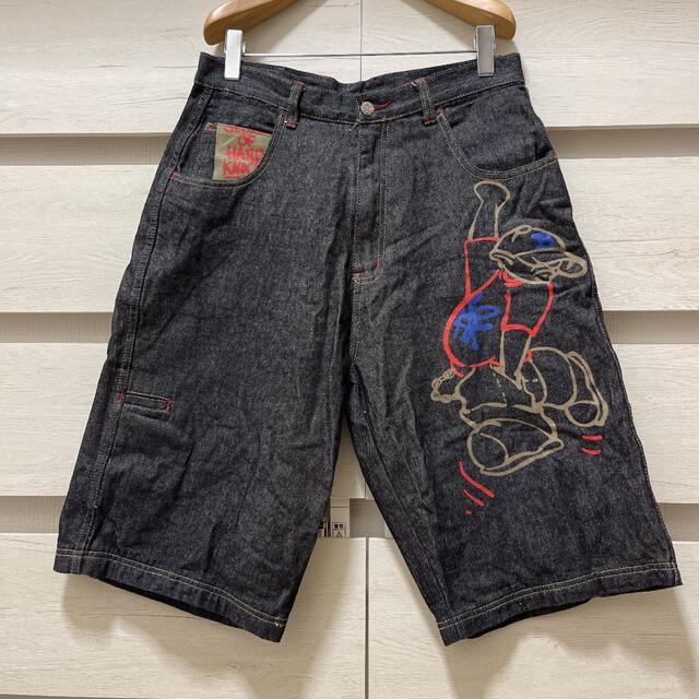 90s スクールオブハードノックス ワイド デニムショーツ バギーパンツ
