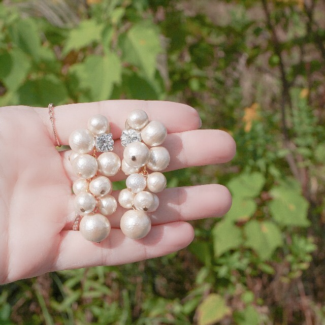 226.Little grapes♡pearl pearl! ピアス♡イヤリング ハンドメイドのアクセサリー(ピアス)の商品写真