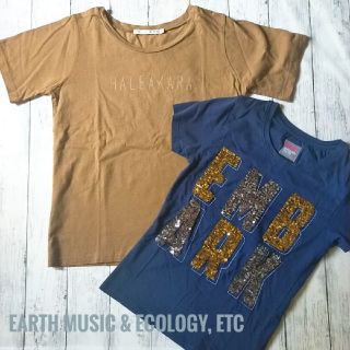 アースミュージックアンドエコロジー(earth music & ecology)のロゴＴシャツ アースミュージック&エコロジー レディース 半袖 茶紺 まとめ売り(Tシャツ(半袖/袖なし))