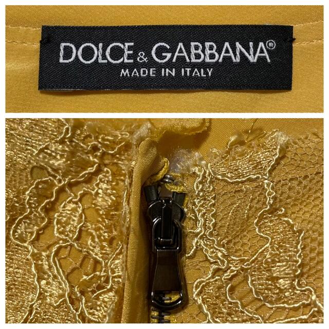 DOLCE&GABBANA(ドルチェアンドガッバーナ)の本物 ドルチェ&ガッバーナ 花柄 レース 半袖 ワンピース 40 黄色 ドルガバ レディースのワンピース(ミニワンピース)の商品写真