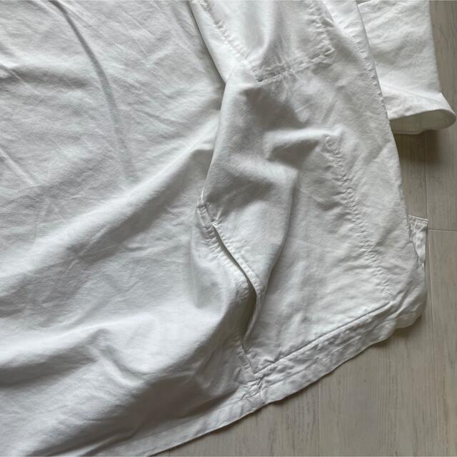 MUJI (無印良品)(ムジルシリョウヒン)の無印良品コックシャツホワイトカバーオール古着リバーシブルスタッフボタン メンズのトップス(シャツ)の商品写真
