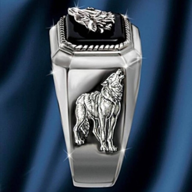 【SALE】リング メンズ アクセサリー シルバー ウルフ 狼 銀 指輪 20号 レディースのアクセサリー(リング(指輪))の商品写真