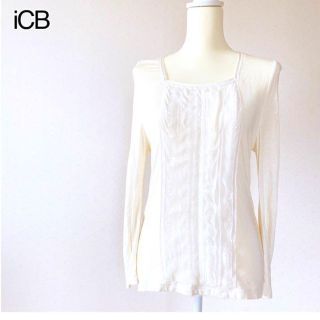 アイシービー(ICB)の美品　アイシービー　長袖　ブラウス　シャツ 白 レーヨン　S(Tシャツ(長袖/七分))