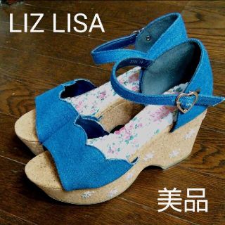 リズリサ(LIZ LISA)のLIZ LISA/厚底コルク花刺繍デニムサンダル(サンダル)