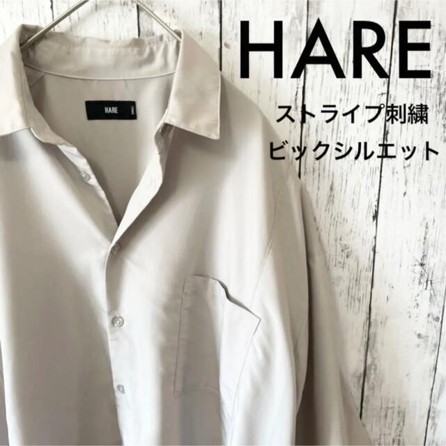 HARE(ハレ)のHARE ハレ ストライプ刺繍 ビッグシルエット 半袖 シャツ レーヨン メンズのトップス(シャツ)の商品写真