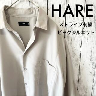 ハレ(HARE)のHARE ハレ ストライプ刺繍 ビッグシルエット 半袖 シャツ レーヨン(シャツ)