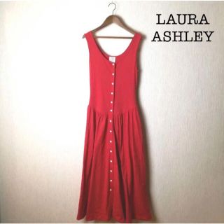 ローラアシュレイ(LAURA ASHLEY)のLAURA ASHLEY ローラアシュレイ 赤 ノースリーブ ロングワンピース(ロングワンピース/マキシワンピース)