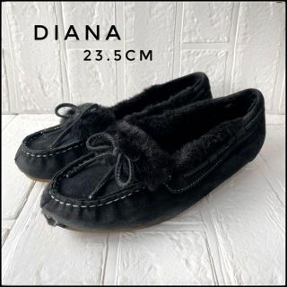 ダイアナ(DIANA)のDIANA ダイアナ　モカシン　ファー　フラットシューズ　ブラック　23.5cm(スリッポン/モカシン)