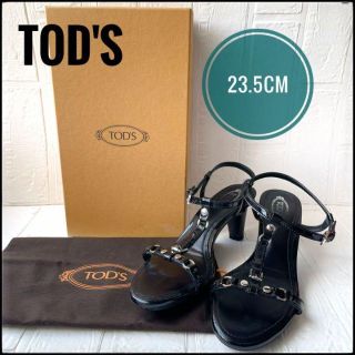 トッズ(TOD'S)のTOD'S トッズ サンダル　エナメル　ヒール　ブラック　ミュール　セクシー(サンダル)