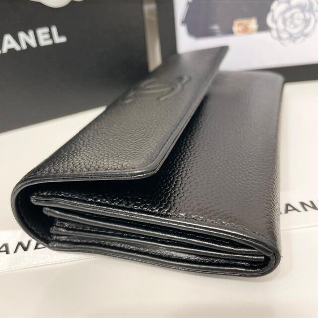 CHANEL　デカココ　フラップキャビアスキン　長財布