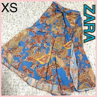 ザラ(ZARA)の【美品】ZARA ペイズリー柄  ロングスカート　ウエストリボン フレアスカート(ロングスカート)