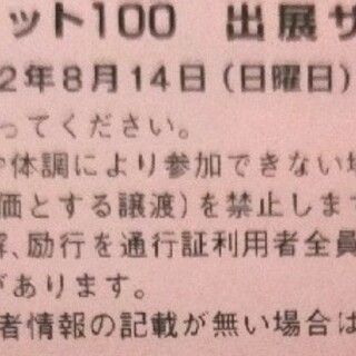 コミケ c100 コミックマーケット100 2日目 サークルチケット 通行証(その他)