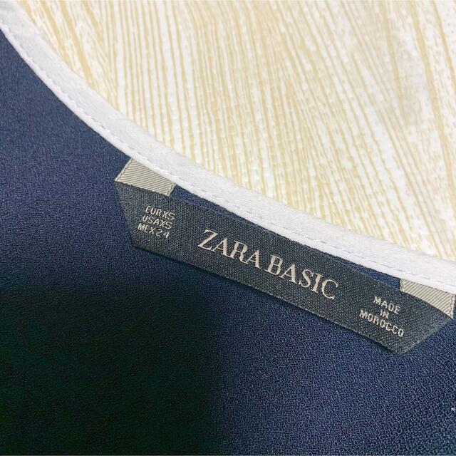 ZARA(ザラ)のZARA ザラ ネイビー ノースリーブ トップス レディースのトップス(カットソー(半袖/袖なし))の商品写真