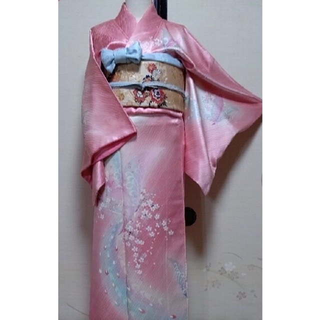BY1636 振袖 桜 桔梗 女郎花 撫子 萩 襦袢付き クリアランス大セール
