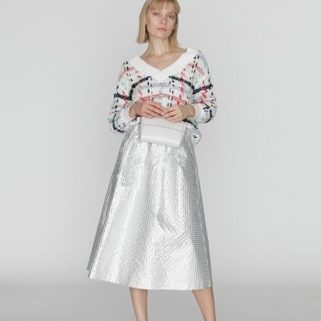 GRACE CONTINENTAL(グレースコンチネンタル)のダイアグラム 箔チェックタフタスカート レディースのスカート(ロングスカート)の商品写真